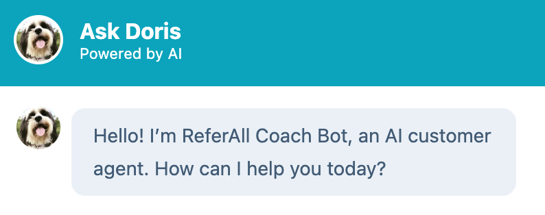 Ask Doris! ReferAll's helpful coach bot